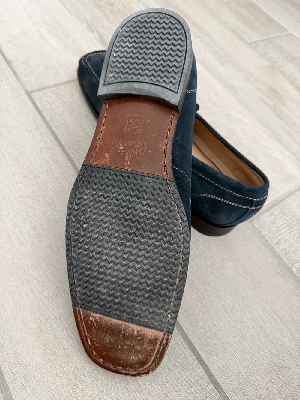 Johnston & Murphy Navy Suede Slip-On Loafers - Picture 10 of 10